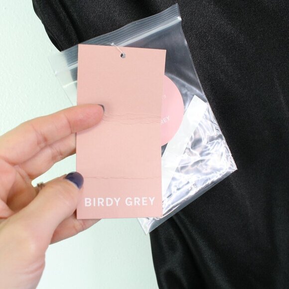 Birdy Grey Lisa Shiny Satin Midi Slip Dress Black Size‎ S - Picture 4 of 9